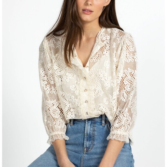 Johnny Was Cream Lace Blouse - Picture 4 of 11